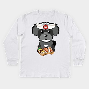 Sushi Chef Cute Schnauzer Kids Long Sleeve T-Shirt